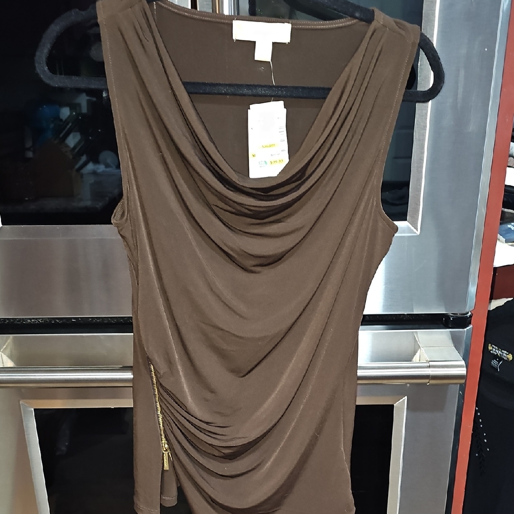 MICHAEL Michael Kors Brown Drape Tank Top